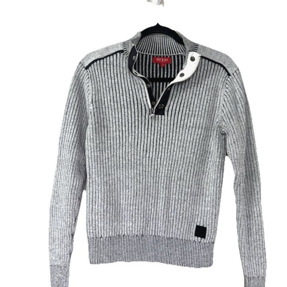 Vintage Guess Y2K Small Acid Wash Ribbed Knit Sweater Retro Grunge Streetwear - Picture 1 of 9